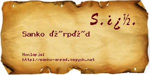 Sanko Árpád névjegykártya